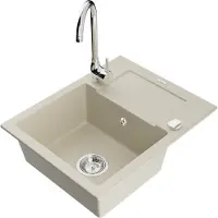 Mexen Évier en granit Enzo avec égouttoir, y compris mélangeur Telma, beige (6506-69-670200-00)