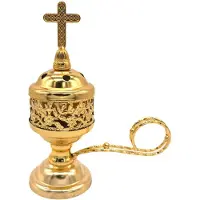 Typecat Brûle-encens au charbon de bois, support doré pour encensoir catholique