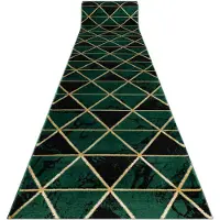 Rugsx Tapis de couloir EMERALD exclusif 1020 glamour, élégant marbre, triangles bouteille verte / or 80 cm 80x200 cm