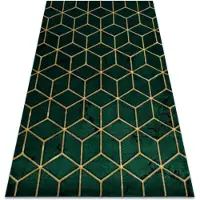 Rugsx Tapis EMERALD exclusif 1014 glamour, élégant cube bouteille verte / or 200x290 cm