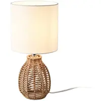 Helloshop26 Lampe de table - - E14 - Métal et jute - 36 cm - Beige et chrome