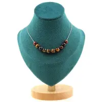 Bijoux Pierres et Minéraux. Collier 10 perles Oeil de Tigre Mix couleurs 8 mm. Chaine en acier Collier femmes, hommes. Taille personnalisa