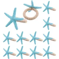 Exogio Lot de 12 ronds de serviette en forme d'étoile de mer, décoration de table pour mariage, fête, plage, océan, côtes, nautique