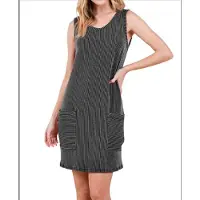 Jojomino Robe sans manches à poches pour femme, gris foncé, taille S