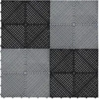 MonsterShop Carrelage de Sol 60 Noir & 60 Gris Ventilée Modulaire Garage Unique 3,2 x 6 M
