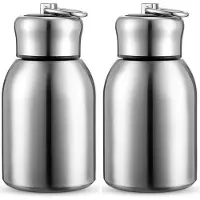 Torribaly Lot de 2 mini bouteilles d'eau en acier inoxydable de 283 ml, minces, isothermes, thermiques, sous vide, pour eau chaude et froide, en vrac