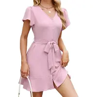 Semoic Robe chemise boutonnée décontractée d'été pour femme Swim Cove