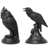 Typecat Bougeoir gothique corbeau rétro, chandelier hibou noir, sculpture en résine