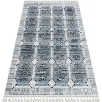 Rugsx Tapis moderne BELLE BR22A beige et bleu Franges 140x190 cm