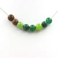 Bijoux Collier - - Péridot Malachite Agate verte - Bois 8 mm - Acier inoxydable - Longueur 45 cm