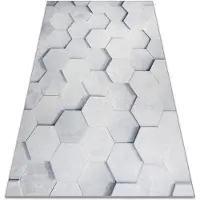 Rugsx Tapis lavable ANDRE 1180 Nid d'abeille, hexagone 3D antidérapant - gris 120x170 cm
