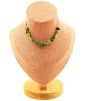 Bijoux Pierres et Minéraux. Collier 15 perles Jade Nephrite de Xiuyan Chine. Chaine en acier Collier femmes, hommes. Taille personnalisabl