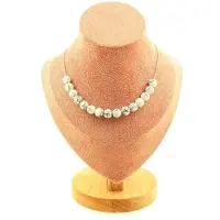Bijoux Pierres et Minéraux. Collier 15 perles Howlite 8 mm. Chaine en acier inoxydable Collier femmes, hommes. Taille personnalisable.