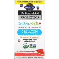 Garden of life , Probiotiques Formulés par le Dr, Enfants + Organique, Délicieuse Pastèque Bio, 30 Comprimés à Croquer Savoureux