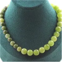 Bijoux Pierres et Minéraux. Collier perles Péridot 10 mm + Jade 8 mm. Chaine en acier inoxydable. Collier femmes, hommes. Taille personnal