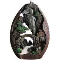 Torribaly Brûleur d'encens à reflux avec 20 cônes et motifs de montagnes hautes et d'eau courante