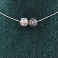 Bijoux Pierres et Minéraux. Collier 2 perles Agate veines de Dragon 8 mm. Chaine en acier Collier femmes, hommes. Taille personnalisable.