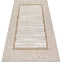 Rugsx Tapis SIZAL SION Cadre 21782 tissé à plat ecru / beige 140x190 cm
