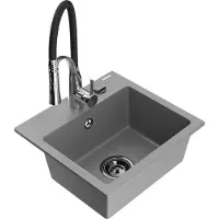 Mexen Évier 1 bac en granit Milo avec mitigeur Aster, gris (6505-71-73450-07-B)