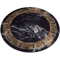 Rugsx Tapis lavable MIRO 51199.806 cercle Marbre, grec antidérapant - noir / or cercle 80 cm
