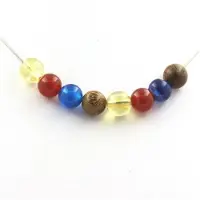 Bijoux Pierres et Minéraux. Collier perles Agate rouge + Agate rubanée bleu + Citrine + bois 8 mm Chaine en acier inoxydable.