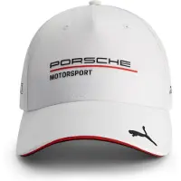 Puma Casquette d'quipe bord incurv Porsche Motorsport avec logos Porsche Motorsport et sponsors partout, y compris un chat sur The Peak. - Bl