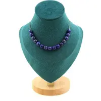Bijoux Pierres et Minéraux. Collier 15 perles Lapis Lazuli 8 mm. Chaine en acier inoxydable Collier femmes, hommes. Taille personnalisable.