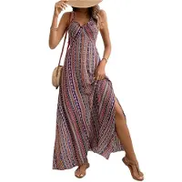 Typecat Robe à bretelles spaghetti pour femme, robe d'été, robe de plage décontractée, rouge, taille S