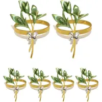 Typecat Lot de 6 ronds de serviette en métal doré en forme de lys, pour mariage, fête, banquet, Noël, C