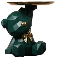 Jojomino Plateau de Rangement Statue Porte-CléS Figurine, Boucles D'Oreilles Rouges à LèVres, Statues D'Ours avec Plat, Sculptures Bol CléS-C