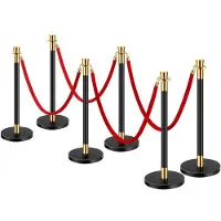 OEM Lot de 6 Poteaux--avec 4 Cordes en Velours Rouge-Barrières File d'attente en Acier Inoxydable avec Base Creuse Injectée Sable
