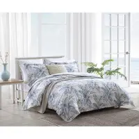 Tommy Bahama - Parure de lit queen size en coton avec taies assorties et fermeture boutons, parure de lit super douce (Bakers Bluff Blue Queen)