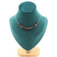 Bijoux Pierres et Minéraux. Collier 10 perles Bronzite du Brésil. Chaine en acier inoxydable Collier femmes, hommes. Taille personnalisabl