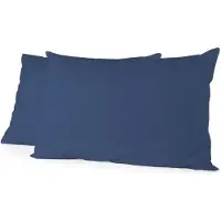 Lovely Home Lot De 2 Taies D'oreiller Rectangulaires - 50 X 70 Cm - 100% Coton - Bleu