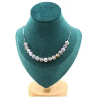 Bijoux Pierres et Minéraux. Collier 15 perles Agate veines de Dragon 8 mm. Chaine en acier Collier femmes, hommes. Taille personnalisable.
