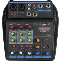 Torribaly Mini console de mixage audio 4 canaux, Bluetooth, alimentation 48 V, pour enregistrement de musique, DJ, karaoké