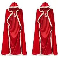 Tlily 2X Cape de NoëL Cape de PèRe NoëL Cape de NoëL Adulte pour Femme Costume de NoëL Halloween Cape à Capuche Dress 150 cm
