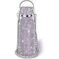 Jojomino Bouteille d'eau en acier inoxydable diamant, portable, pailletée, strass, bandoulière, thermos 600 ml F