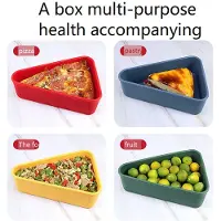 Semoic Boîte de rangement pour restes de pizza, boîte de rangement pour pizza, gain de place, récipient réutilisable en silicone bleu