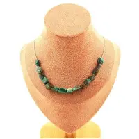 Bijoux Pierres et Minéraux. Collier 15 perles Chrysocolle des USA. Chaine en acier inoxydable Collier femmes, hommes. Taille personnalisab