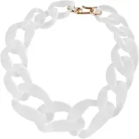 Typecat grand collier chaîne en plastique bijoux fantaisie blanc givré