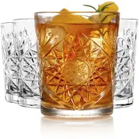 Libbey Hobstar Double Lunes l'ancienne Verre coups Verres coupes verres boire Ensemble de 4 verres de whisky vintage durables pour les cock