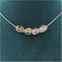 Bijoux Pierres et Minéraux. Collier 4 perles Quartz à Rutile doré du Brésil Chaine en acier Collier femmes, hommes. Taille personnalisable.