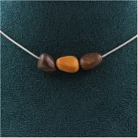 Bijoux Pierres et Minéraux. Collier 3 perles Opale Boulder d'Australie. Chaine en acier inoxydable Collier femmes, hommes. Taille personna