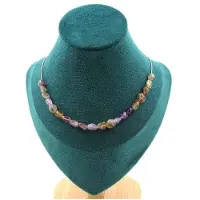 Bijoux Pierres et Minéraux. Collier 20 perles Auralite du Canada. Chaine en acier inoxydable Collier femmes, hommes. Taille personnalisabl