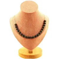Bijoux Pierres et Minéraux. Collier 20 perles Bronzite 8 mm. Chaine en acier inoxydable Collier femmes, hommes. Taille personnalisable.
