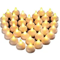 Semoic 48 Bougies à Eau Sans Flamme, Bougies éLectroniques à Eau Flottante, Bougies de DîNer de Piscine de FêTe de Mariage (LumièRe Jaune)