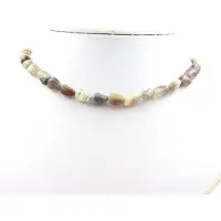 Bijoux Collier - ABIJOUX - Agate du Botswana - Acier inoxydable - 45 cm - Mixte