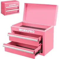 Workpro Mini bote outils en mtal contenant deux tiroirs avec glissires roulement billes, doublures de tiroir en PVC et pieds en PP, peti