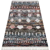 Rugsx Tapis moderne BELLE BR36A noir et rose Franges 140x190 cm